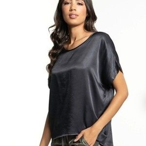 Hard TAIL FOREVER Adorn Top in Olive Green Satin Oversized Size XS